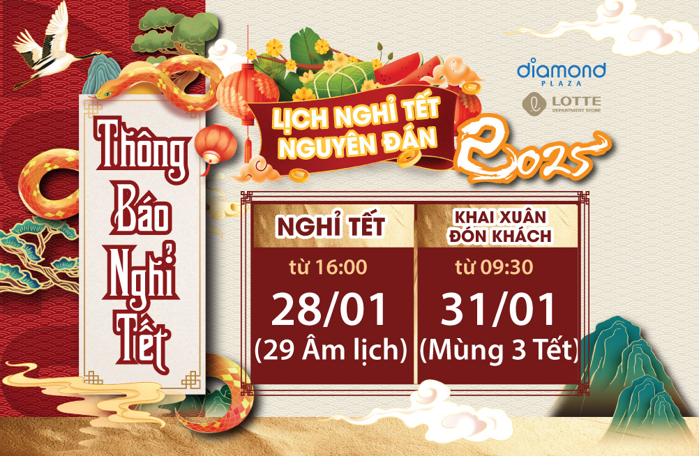 THÔNG BÁO LỊCH HOẠT ĐỘNG TẾT 2025 TTTM DIAMOND PLAZA